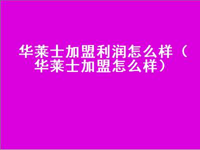 华莱士加盟利润怎么样（华莱士加盟怎么样）